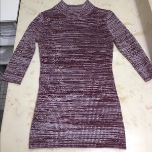 Purple half turtle neck sweater, slim fit